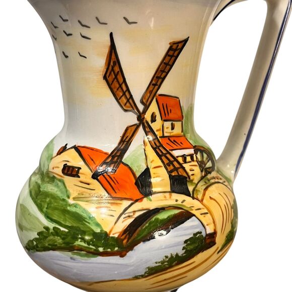Vintage Gibson & Sons Water Windmill Pitcher Vase Made in England 6" Tall Cerami - Picture 10 of 11